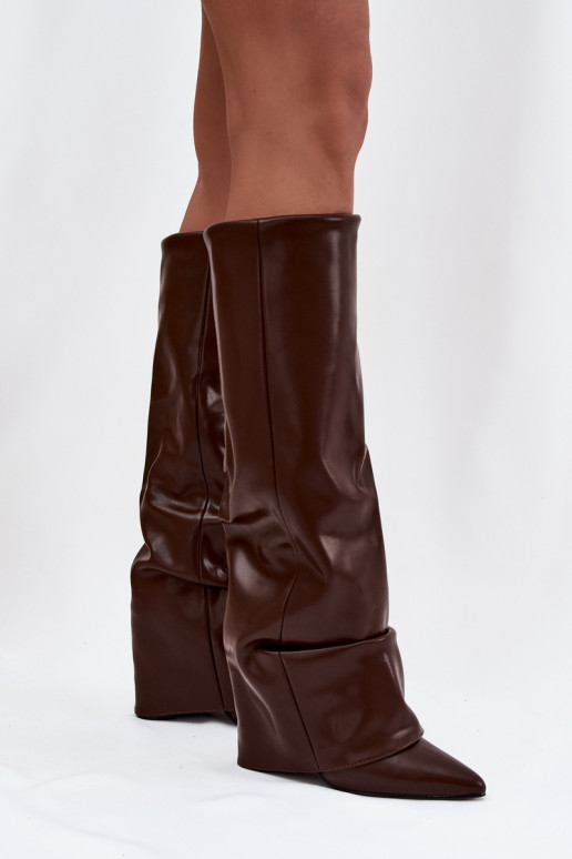 opInarmen dameslaarzenINyIniniętą CholeInką met hakken CzekoladoIne Elivira