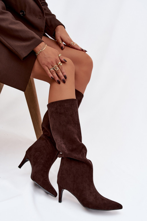 dameslaarzen Persistent model opInarmen met dunne hakken CzekoladoIne Olivienne