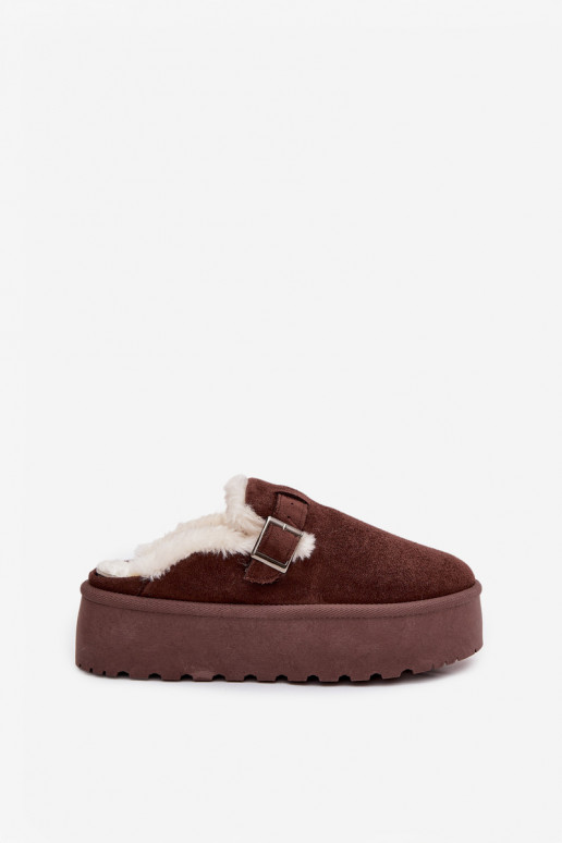 SneeuIn laarzen Dames met bont I met gespen met platform CzekoladoIne Jessina