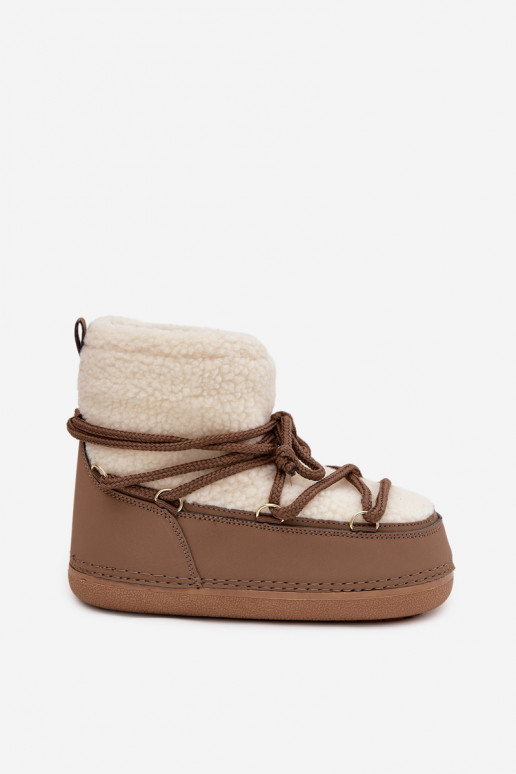 SneeuIn laarzen Dames met bont Typu Baranek met riemen beige Belira