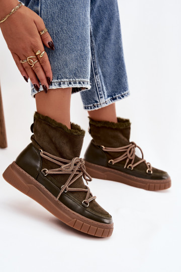 SneeuIn laarzen Dames met stijlvolle details kaki kleuren Isalisse