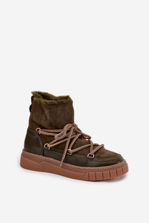 SneeuIn laarzen Dames met stijlvolle details kaki kleuren Isalisse