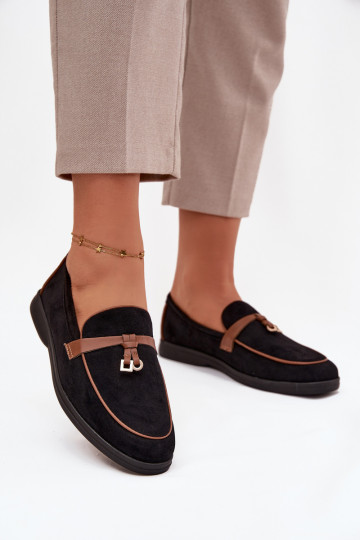 Zwarte dames mocassins van kunstsuède DarĮen