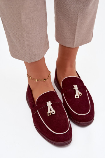Bordeauxkleurige dames mocassins van kunstsuède DarĮen