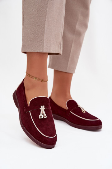 Bordeauxkleurige dames mocassins van kunstsuède DarĮen 2
