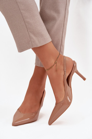 met lakeffect Schoenen met dunne hakken beige Phelia