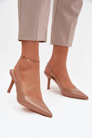 met lakeffect Schoenen met dunne hakken beige Phelia 2