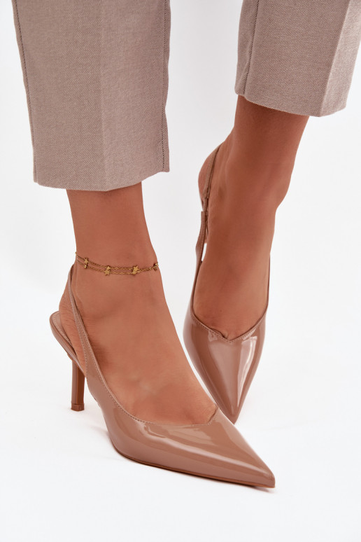 met lakeffect Schoenen met dunne hakken beige Phelia