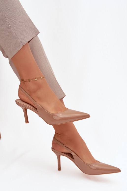 met lakeffect Schoenen met dunne hakken beige Phelia