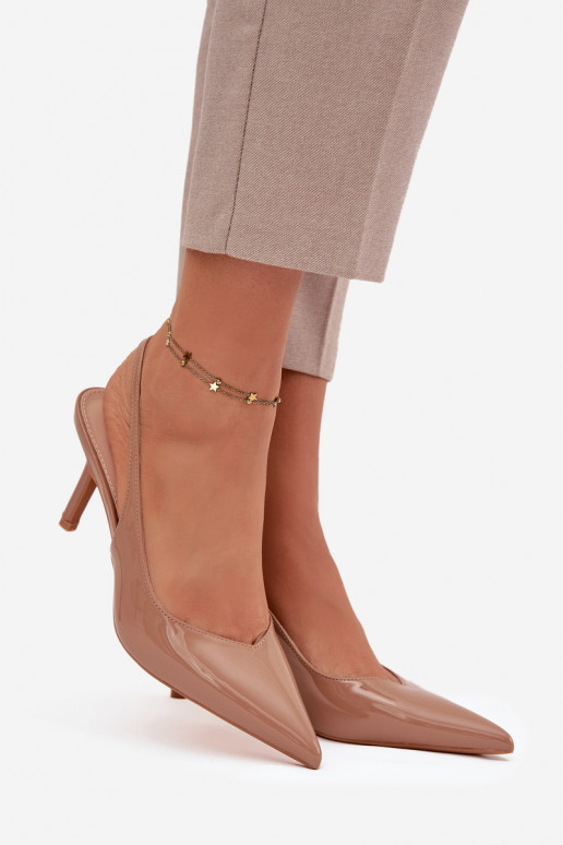 met lakeffect Schoenen met dunne hakken beige Phelia