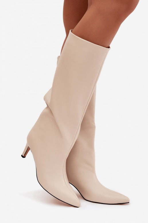 dameslaarzen Persistent model opInarmen met dunne hakken ivoor Olivienne