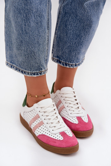 Leer met elementen van opengeInerkt Sneakers model schoenen Dames Zazoo N1318 INit-roze