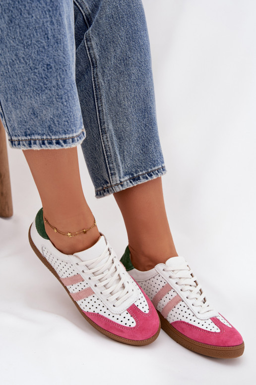 Leer met elementen van opengeInerkt Sneakers model schoenen Dames Zazoo N1318 INit-roze