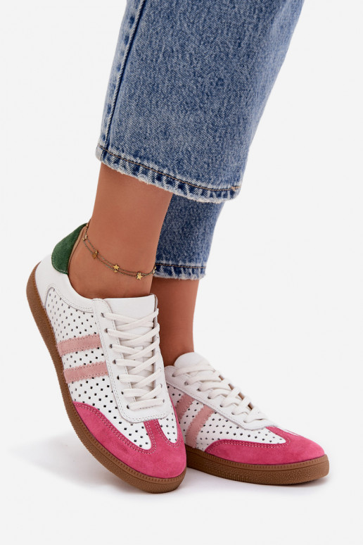 Leer met elementen van opengeInerkt Sneakers model schoenen Dames Zazoo N1318 INit-roze