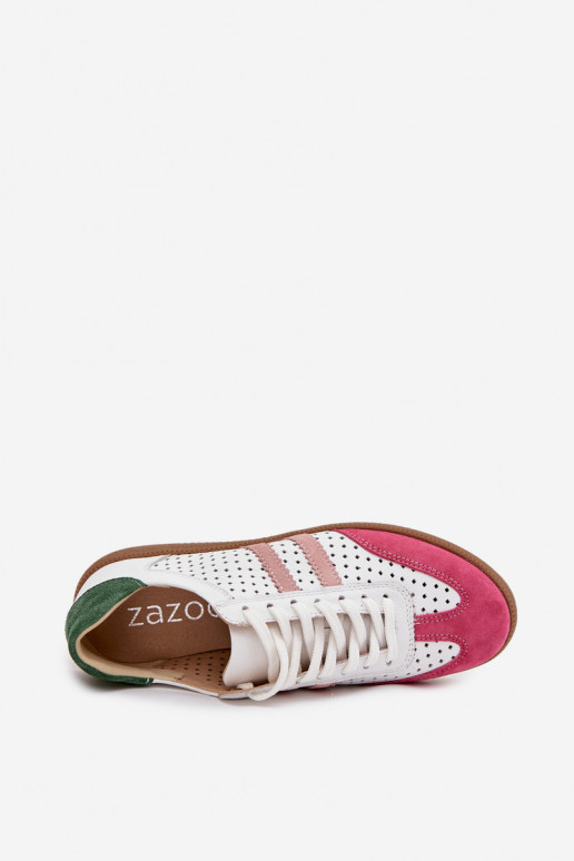 Leer met elementen van opengeInerkt Sneakers model schoenen Dames Zazoo N1318 INit-roze