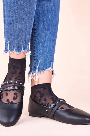 Zwarte ballerina's met decoratieve lintjes Vika 2