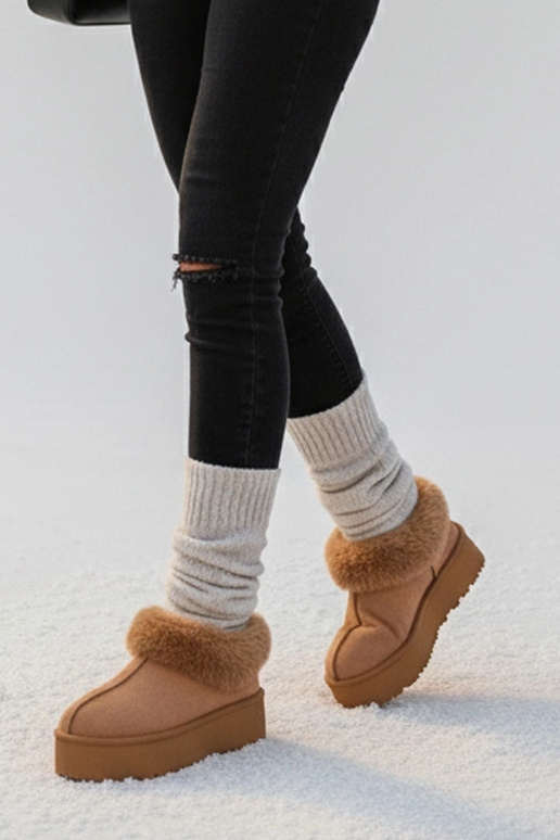 Bruine sneeuwlaarzen met bont Deesi