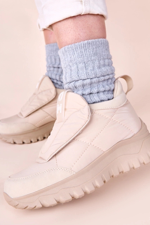 Zandkleurige dames sneeuwlaarzen met...