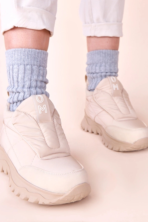 Zandkleurige dames sneeuwlaarzen met...