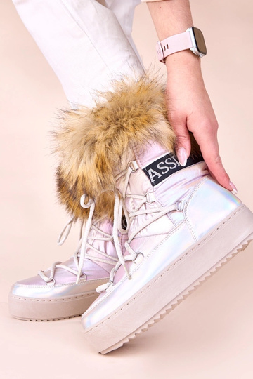 Zilveren sneeuwlaarzen met...