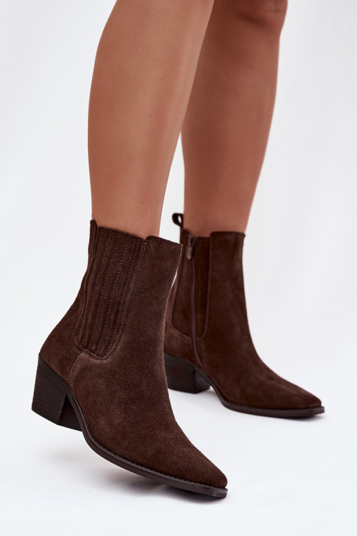 Suède laarzen met voering in bruin "Arelia"