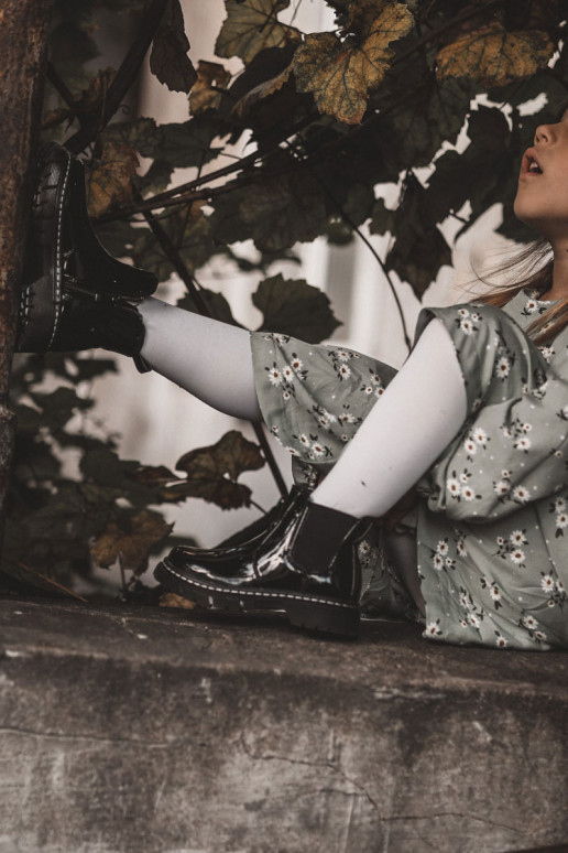 Verwarmde kinderlaarzen met lakeffect, zwarte kleur Porky