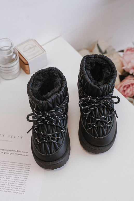 Zwarte gevoerde kindersneeuwhakken met bont voeringen