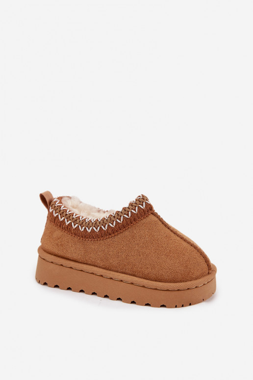 Kindersneeuwlaarzen met borduursel Prina, bruine kleur