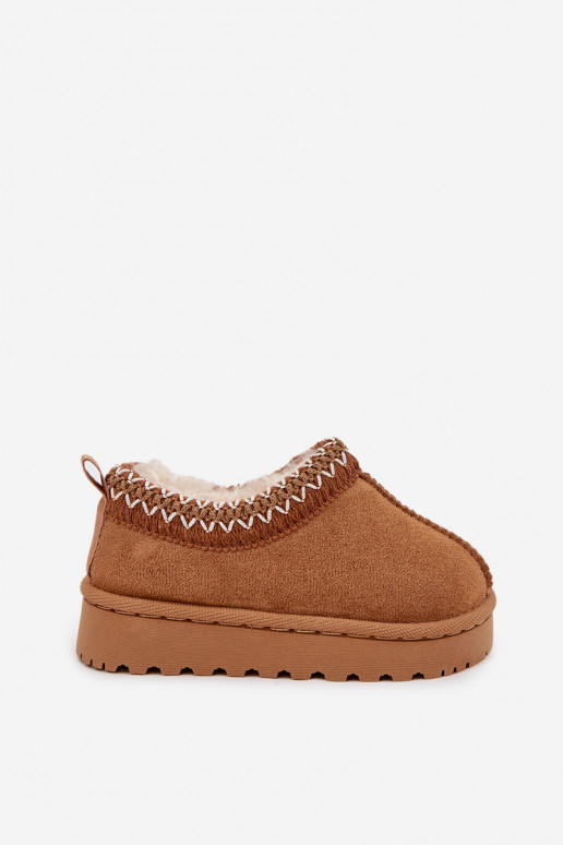 Kindersneeuwlaarzen met borduursel Prina, bruine kleur