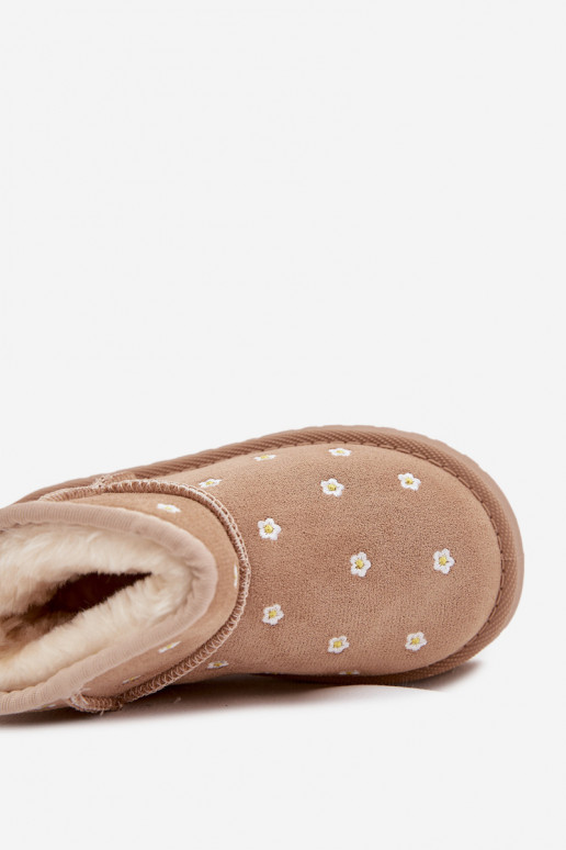 Kindersneeuwlaarzen met bloemenmotieven Gracina zandkleur