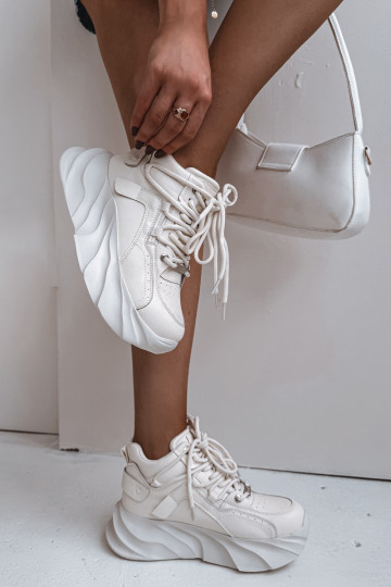 Dames sportieve sneakers van natuurlijk leer GOE SS2N4037 beige