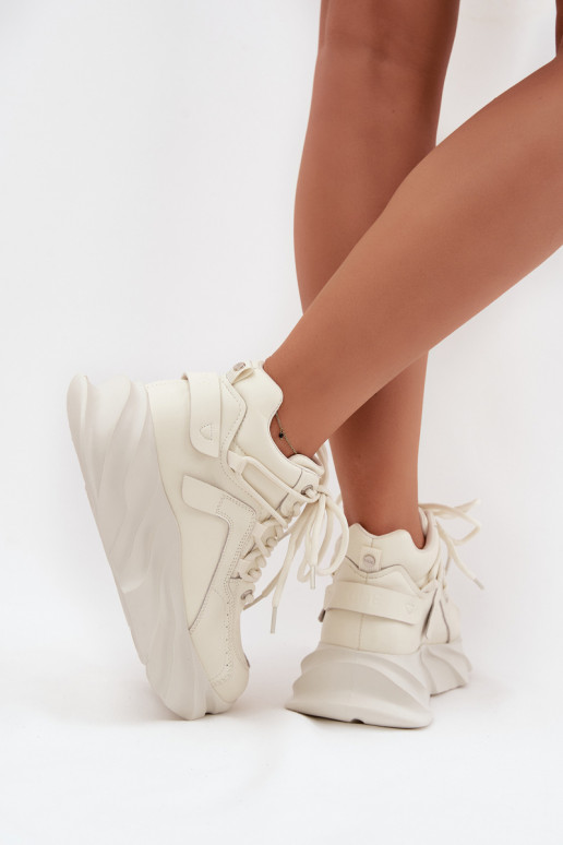 Dames sportieve sneakers van natuurlijk leer GOE SS2N4037 beige