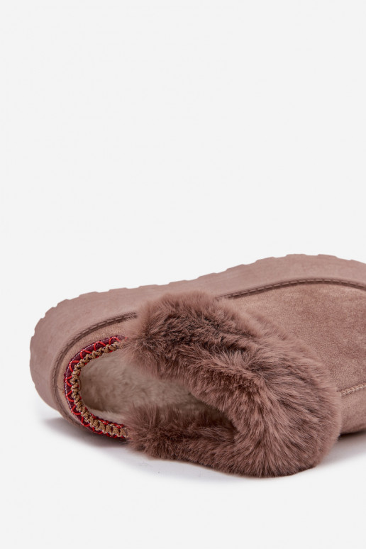 Dames sneeuwlaarzen met platform en bont met borduurwerk zandkleur Querina