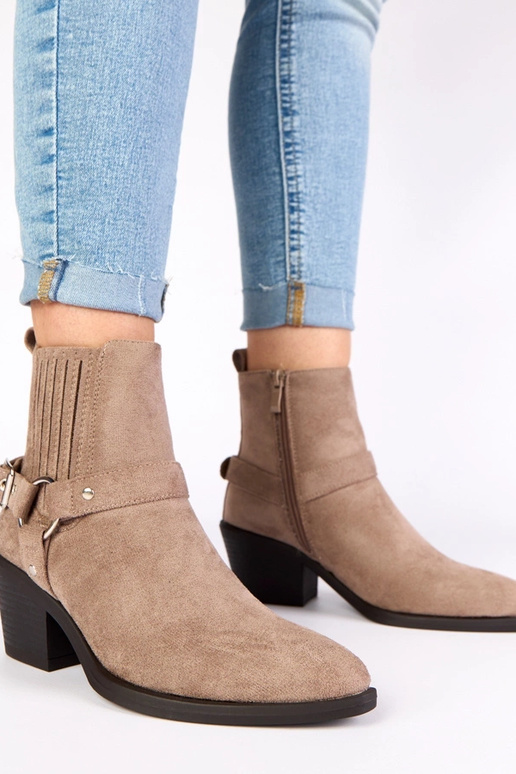 Grijze enkellaarsjes op een hak met...