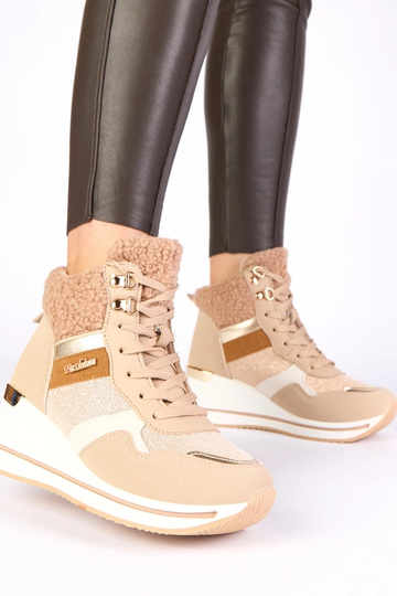 Zandkleurige warme sneeuw sneakers op platform Rolinda 2