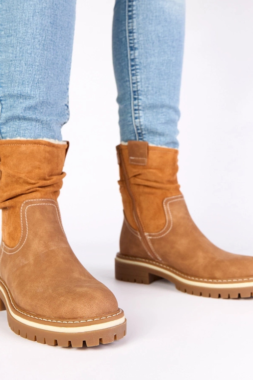 Bruine warme enkellaarsjes met...