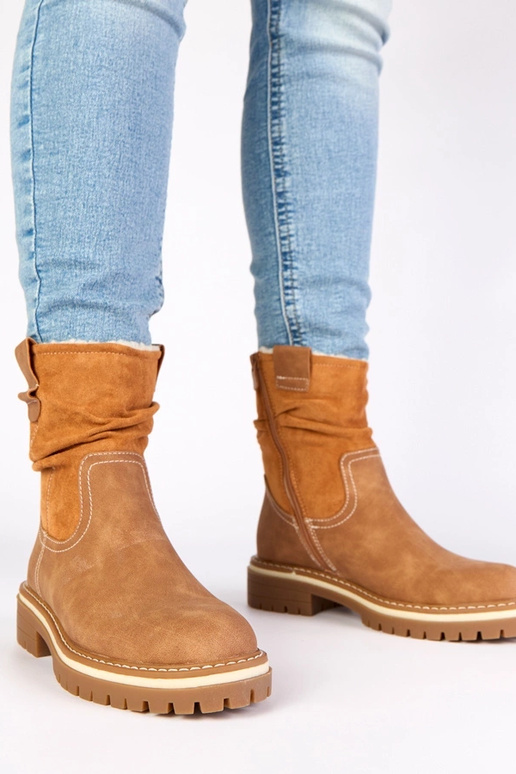 Bruine warme enkellaarsjes met...