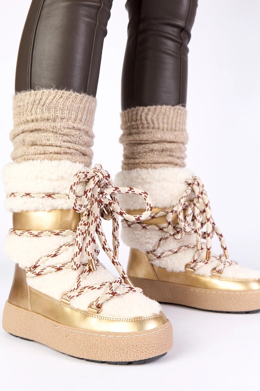 Gouden warme vetersneeuwschoenen met...