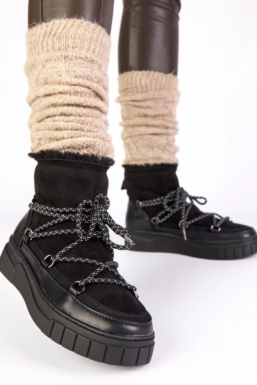 Zwarte warme vetersneeuwschoenen met...