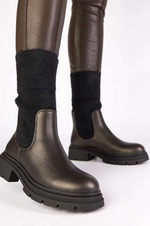 Grijze enkelboots met elastische...