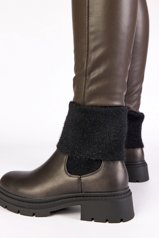 Grijze enkelboots met elastische...