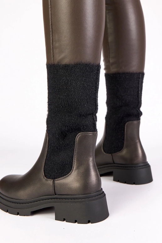 Grijze enkelboots met elastische...