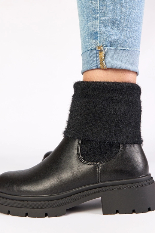 Zwarte enkelboots met elastische...