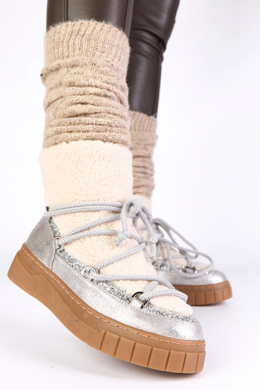 Zilveren warme sneeuwschoenen met...