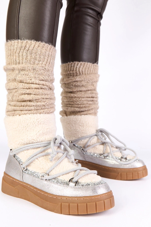 Zilveren warme sneeuwschoenen met...