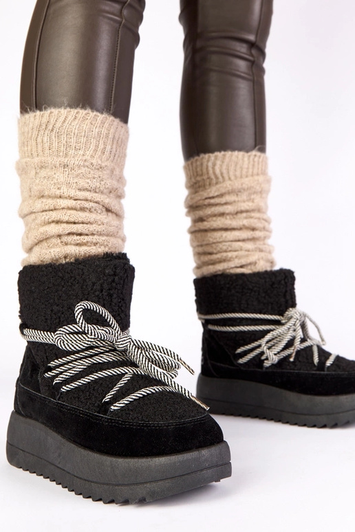 Zwarte warme vetersneeuwschoenen met...