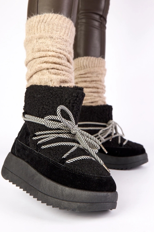 Zwarte warme vetersneeuwschoenen met...