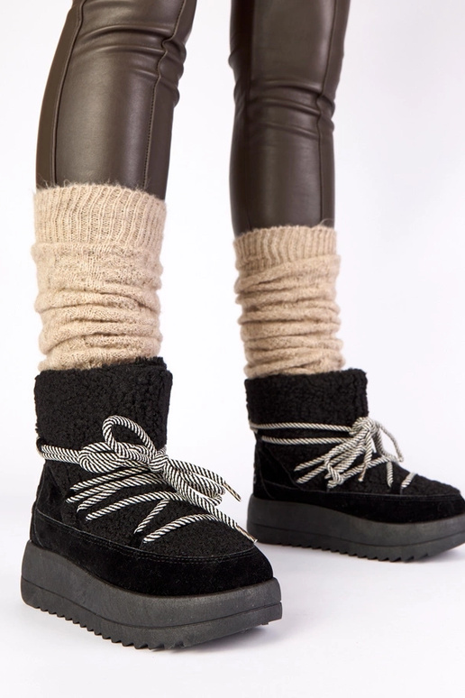 Zwarte warme vetersneeuwschoenen met...