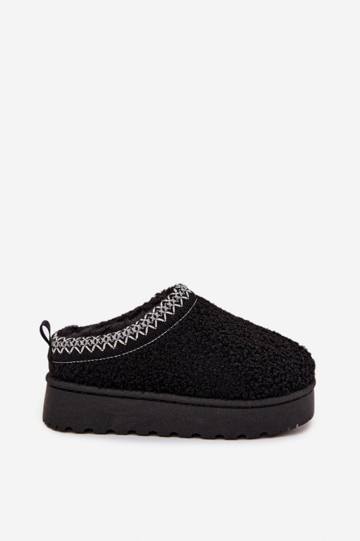 Kinder sneeuwlaarzen voor jongeren met faux fur Baranek in zwart Selathiel