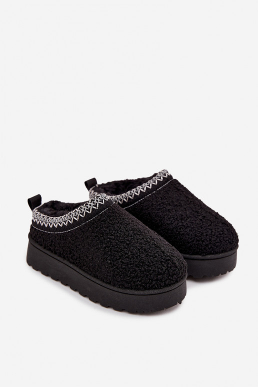 Kinder sneeuwlaarzen voor jongeren met faux fur Baranek in zwart Selathiel